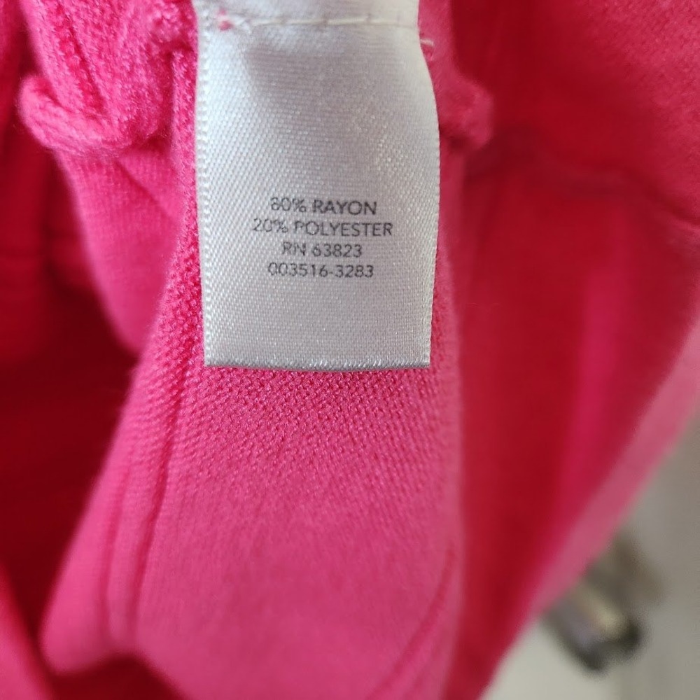CJ Banks Womens Plus 1X Fuchsia Pink Textured Stripe Short Sleeve Knit 206 - Picture 4 of 5